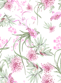 热带花 数码印花 手绘花 热带