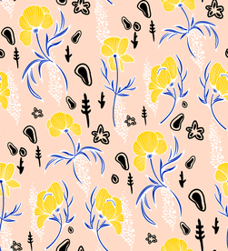 热带花 数码印花 手绘花 热带