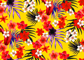 热带花 数码印花 手绘花