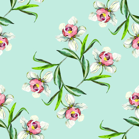 热带花 数码印花 手绘花 热带