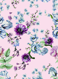 热带花 数码印花 手绘花 热带