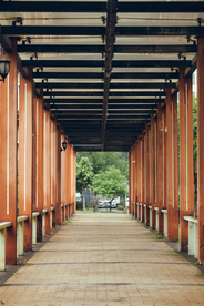 走廊建筑传统复古背景海报素材