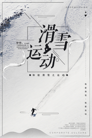 简洁滑雪运动海报