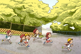 放学儿童开心插画卡通背景素材