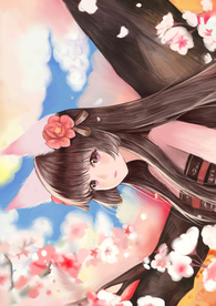 少女阿狸日系插画卡通背景素材