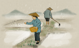 谷雨传统节日插画卡通背景素材