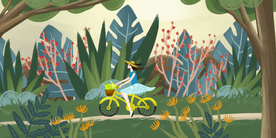 人物少女清新插画卡通背景素材