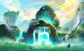 山水梦幻游戏插画卡通背景素材