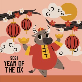牛 新年展板背景