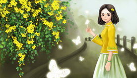 人物女性清新插画背景海报素材