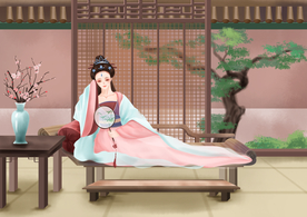 人物女性复古插画背景海报素材