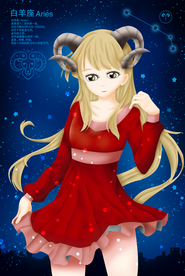 小清新唯美白羊座女神美女插画