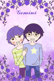 手绘小王子与玫瑰之双子座插画