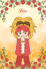 手绘小王子与玫瑰之狮子座插画