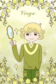 手绘小王子与玫瑰之处女座插画