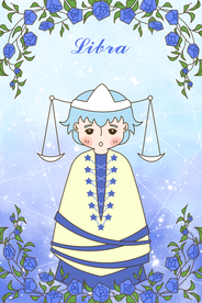 手绘小王子与玫瑰之天秤座插画