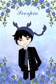 手绘小王子与玫瑰之天蝎座插画