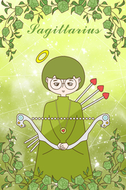 手绘小王子与玫瑰之射手座插画