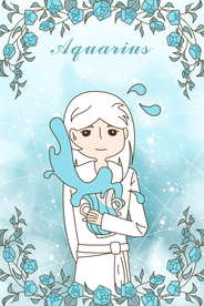 手绘小王子与玫瑰之水瓶座插画