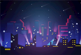 炫彩城市夜景矢量素材图片