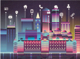 炫彩城市夜景矢量素材图片