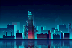 炫彩城市夜景矢量素材图片