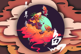 年年有余传统复古背景海报素材