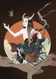 神农尝百草人物传统背景海报素材