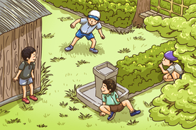 儿童节节日捉迷藏背景海报素材