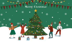 圣诞节节日插画卡通背景海报素材