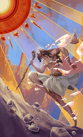 夸父逐日传统复古插画背景素材