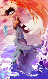 女娲补天传统复古插画背景素材