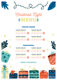 圣诞之夜矢量菜单模板