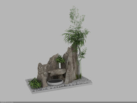 假山水池3d模型