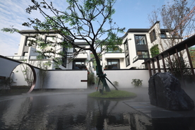 地产 新中式 别墅 实拍 院子