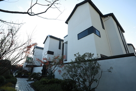 地产 新中式 别墅 实拍 院子