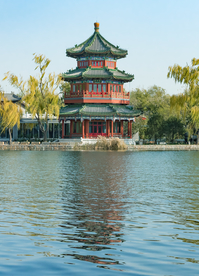 凉亭复古建筑背景海报素材