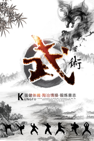 黑白中国风武术海报