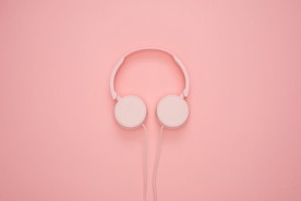 白色耳机 艺术 背景