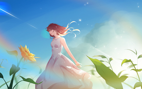 夏季人物少女清新背景海报素材