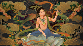 敦煌壁画仙女复古背景海报素材