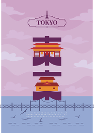 手绘现代建筑地标图片