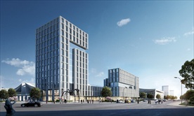 建筑室外小区办公楼高层效果图