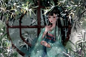 冬季女孩插画卡通背景海报素材