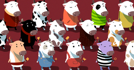 牛年卡通玩偶背景海报素材