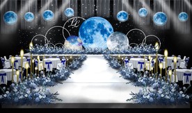 星空蓝色吊顶婚礼效果图图片