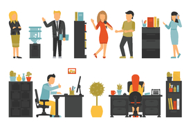 办公室人物场景及设备