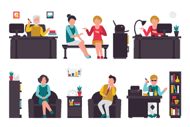 办公室人物场景及设备