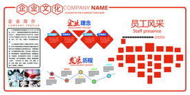 企业文化简约墙贴展板海报素材