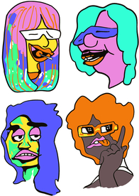 女孩 男孩  人头 蹦蹦跳